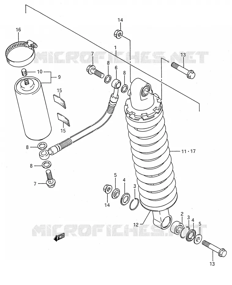 ACHTER SCHOKDEMPER (MODELE H/J) Suzuki MOTO 80 RM 1987  RM80H(E28)