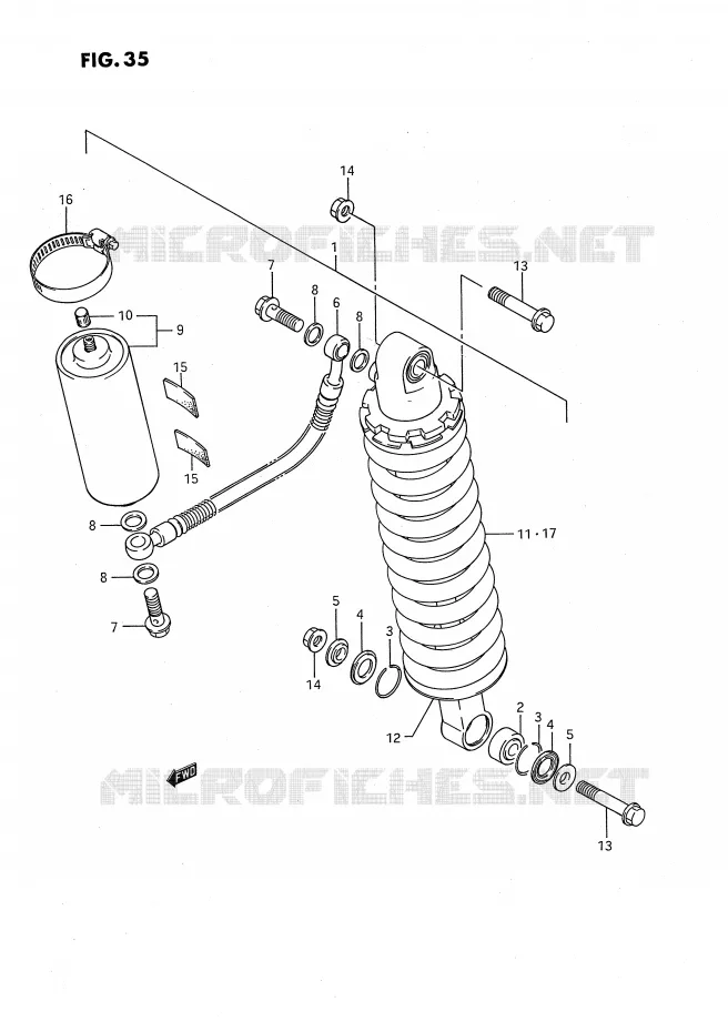 ACHTER SCHOKDEMPER (MODELE H/J) Suzuki MOTO 80 RM 1995  RM80XS(E2)