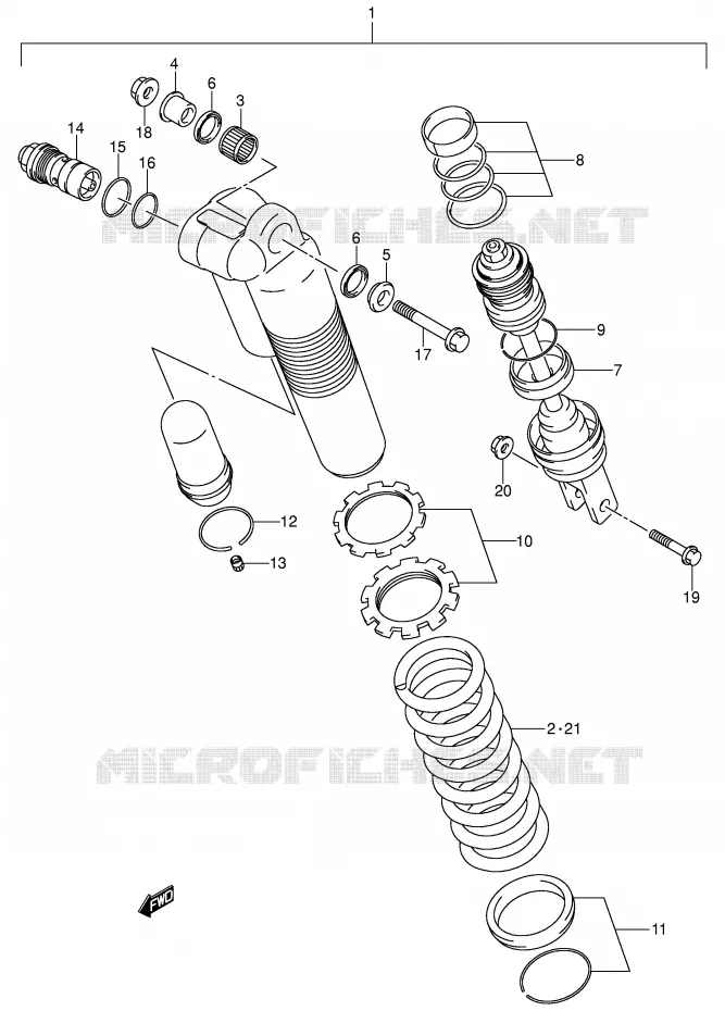 ACHTER SCHOKDEMPER (MODELE K1/K2) Suzuki MOTO 125 RM 2003  RM125K3