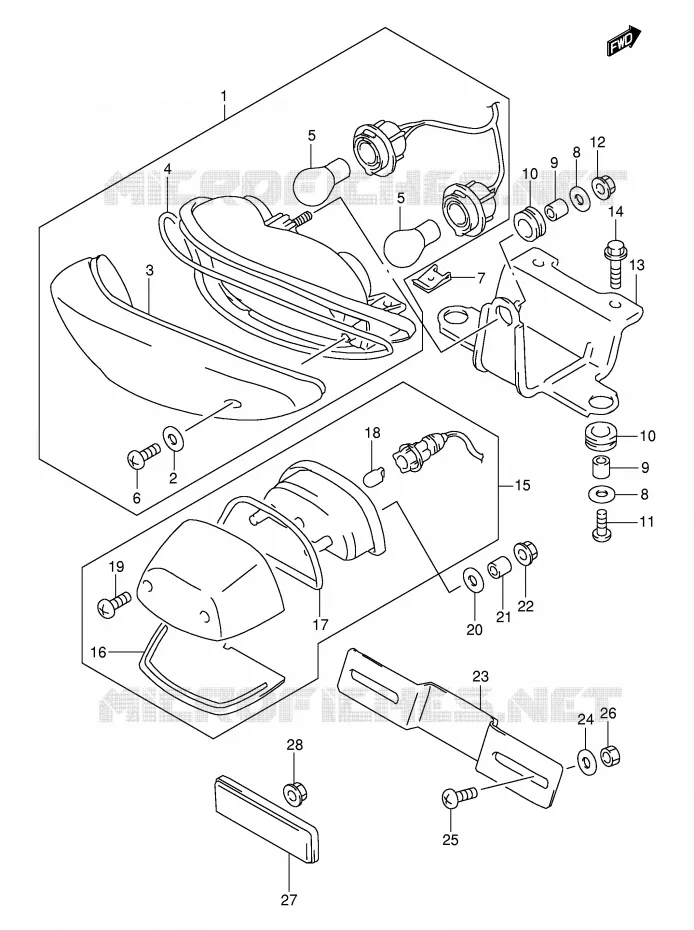 ACHTERLICHT (MODELE W/X/Y/K1) Suzuki MOTO 1000 TL-S 2000  TL1000SY(E2)