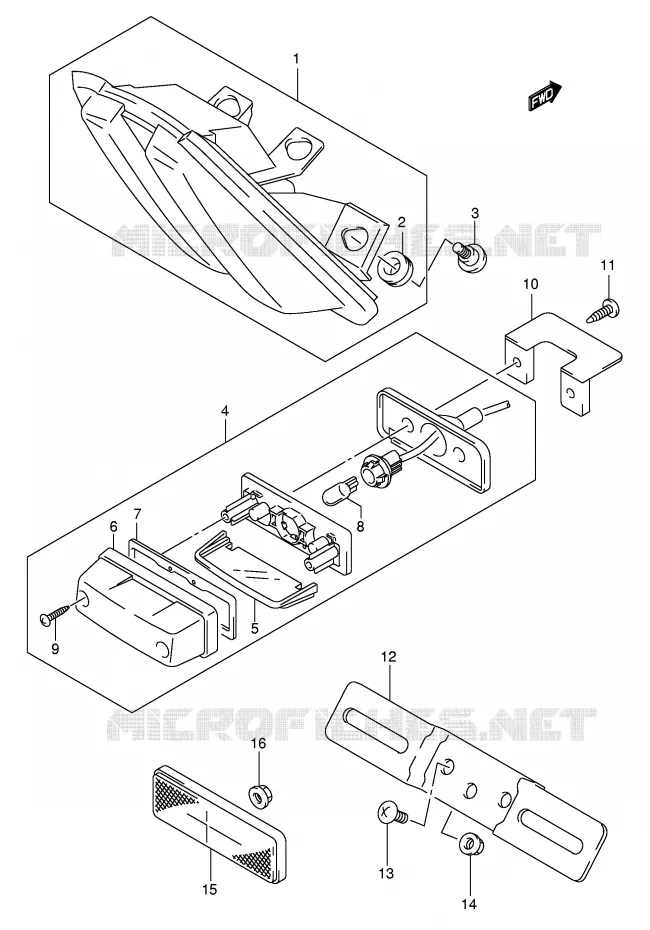 ACHTERLICHT (SV1000K3/K4/K5/U1K3/U1K4/U1K5/U2K3/U2K4/U2K5) Suzuki MOTO 1000 SV-S 2005  SV1000SK5(E2)