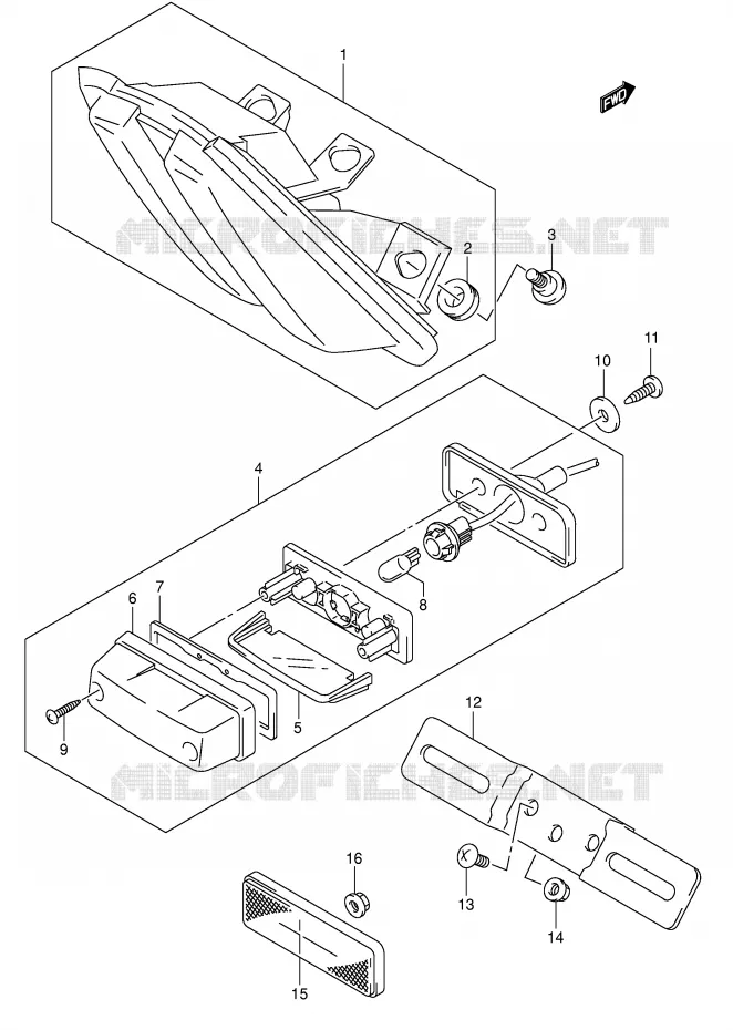 ACHTERLICHT (SV1000SK3/SK4/S1K3/S1K4/S2K3/S2K4) Suzuki MOTO 1000 SV-S 2003  SV1000S2K3(E2)