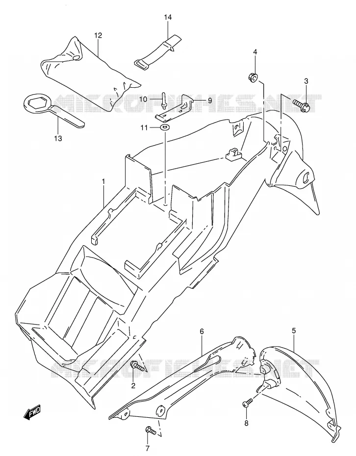 ACHTERSPATBORD (MODELE V) Suzuki MOTO 1000 TL-S 2000  TL1000SY(E2)