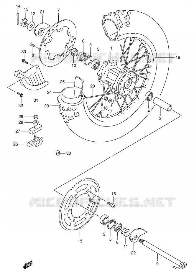 ACHTERWIEL Suzuki MOTO 250 RMX 1998  RMX250W(E1)