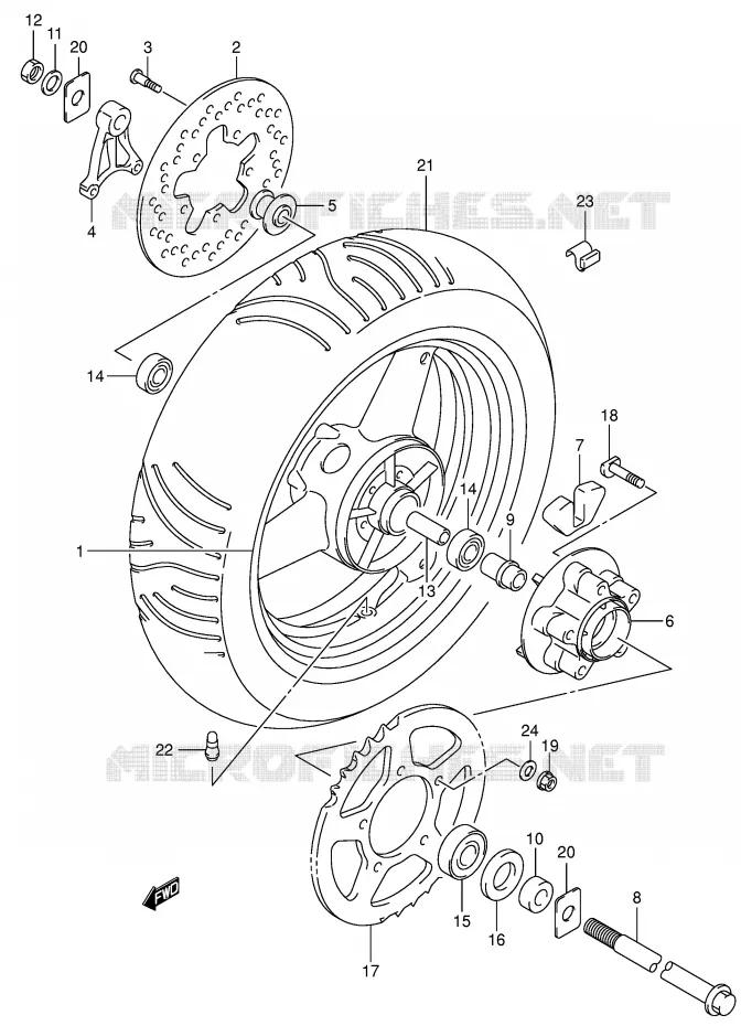 ACHTERWIEL Suzuki MOTO 650 SV 1999  SV650X(E2)