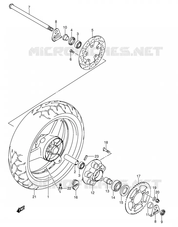 ACHTERWIEL (VOIR NOTE) Suzuki MOTO 650 SV-S 2006  SV650SUK6(E2)