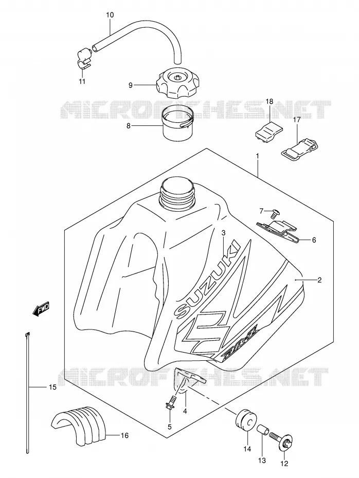 BENZINETANK (MODELE K3) Suzuki MOTO 250 DR-Z 2002  DR-Z250K2(E24)