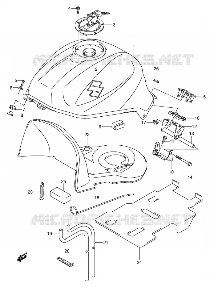 BENZINETANK (MODELE K4) Suzuki MOTO 650 SV-S 2007  SV650SUK7(E2)