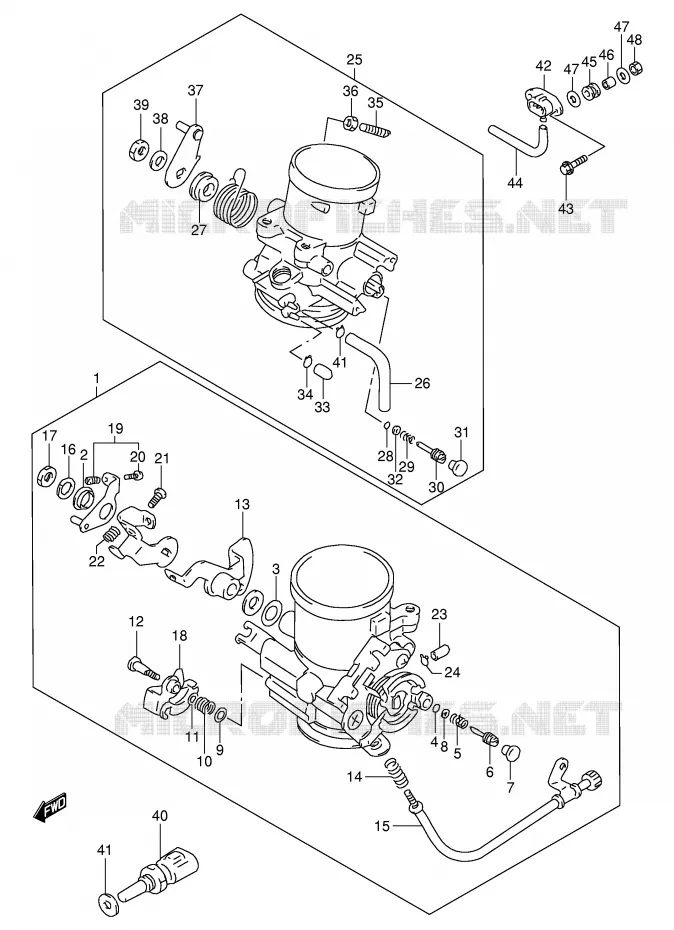 BRANDSTOFINJECTIE ASSY (MODELE V) Suzuki MOTO 1000 TL-S 1998  TL1000SW(E2)