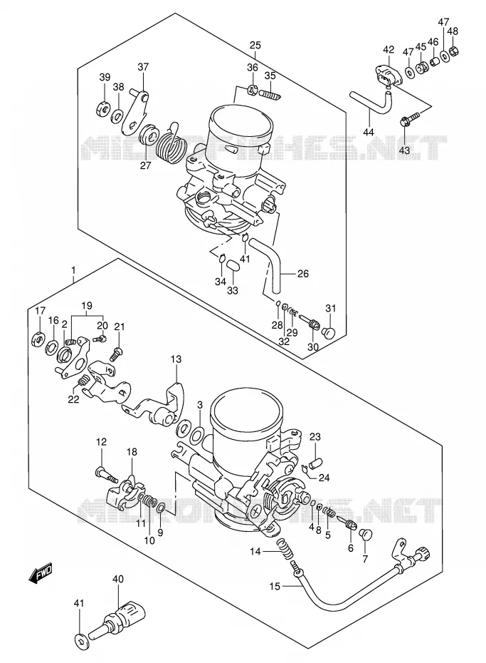BRANDSTOFINJECTIE ASSY (MODELE W/X/Y/K1) Suzuki MOTO 1000 TL-S 2000  TL1000SY(E2)