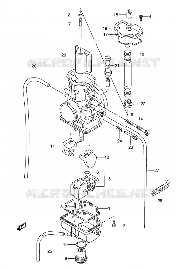 CARBURATOR (MODELE K/L/M/N) Suzuki MOTO 250 RMX 1995  RMX250S(E1)