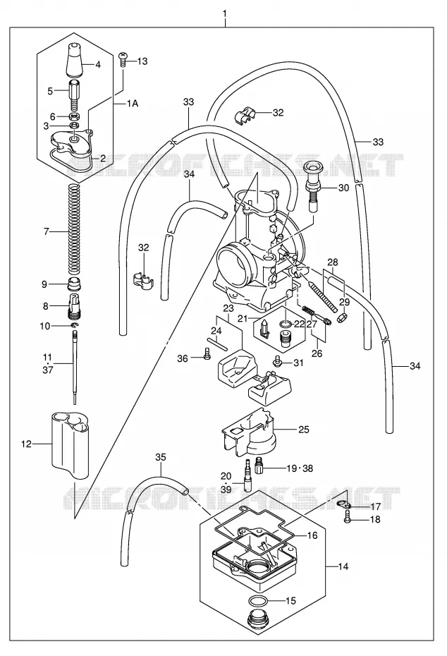 CARBURATOR (MODELE K1) Suzuki MOTO 125 RM 2002  RM125K2(E3/E28)