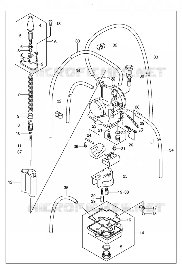 CARBURATOR (MODELE K4) Suzuki MOTO 125 RM 2004  RM125K4(E3/E28)