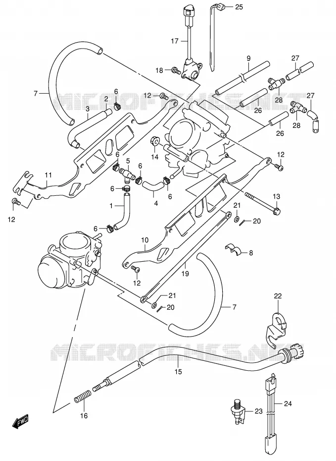CARBURETOR AANSLUITINGEN Suzuki MOTO 650 SV 2000  SV650Y(E2)