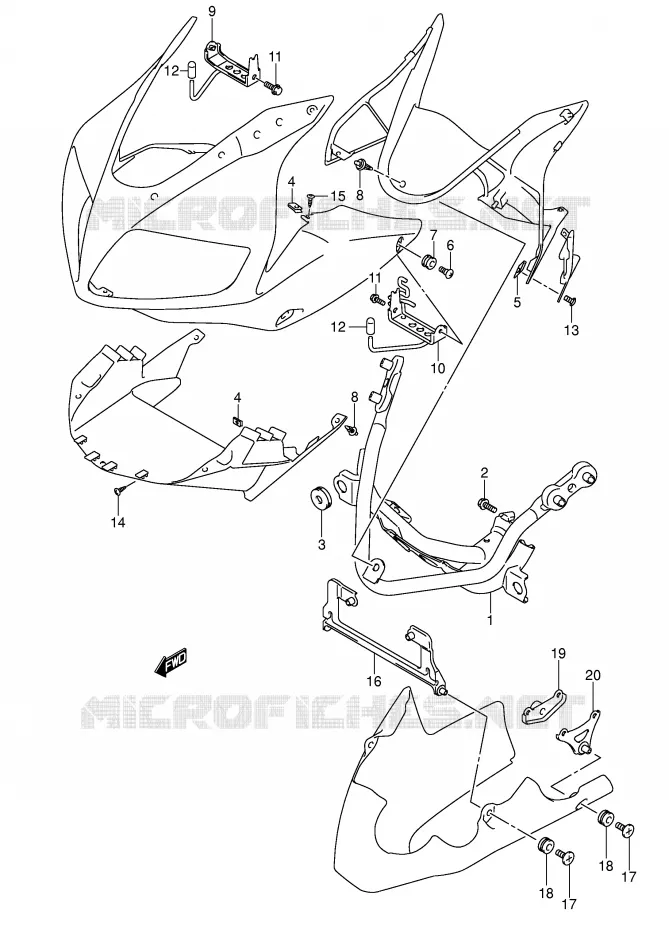FAIRING INSTALLATIEDELEN (SV1000S/S1/S2) Suzuki MOTO 1000 SV 2005  SV1000SK5(E2)