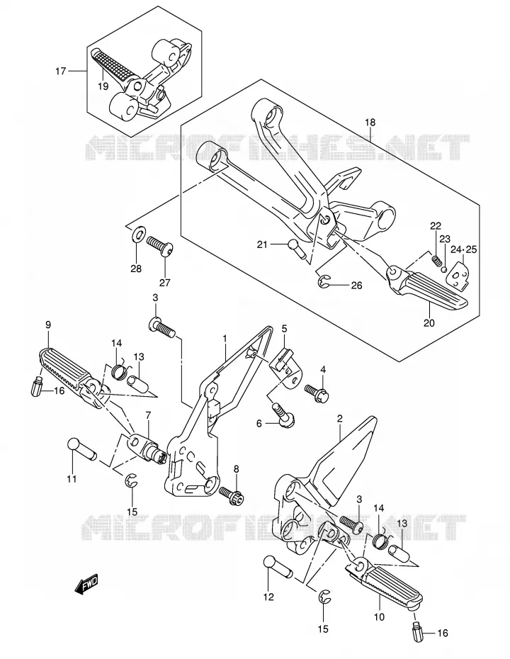 FOOTREST (MODEL K4/K5/K6/K7) Suzuki MOTO 650 SV 2003  SV650UK3(E2)