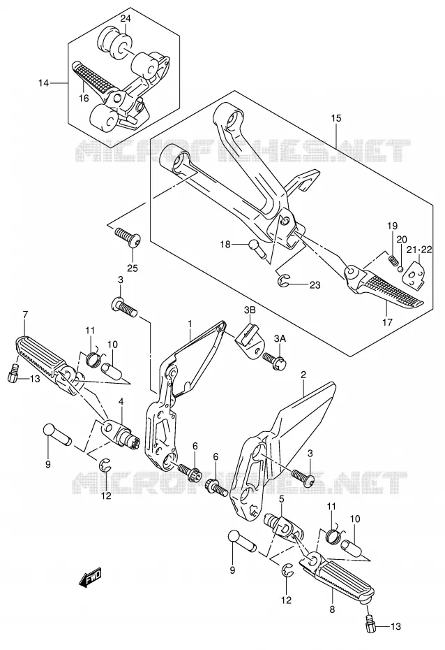 FOOTREST (MODELE K3) Suzuki MOTO 650 SV 2005  SV650K5(E2)