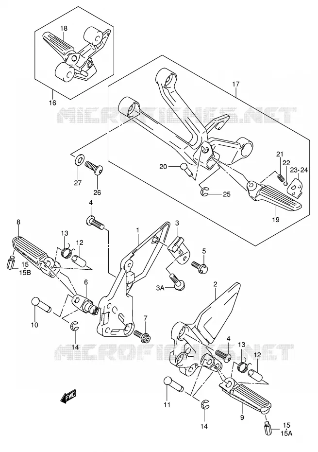 FOOTREST (MODELE K4/K5) Suzuki MOTO 1000 SV 2003  SV1000K3(E2)