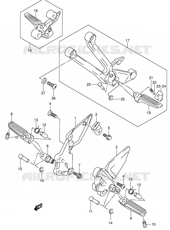 FOOTREST (SV1000/U1/U2K3) Suzuki MOTO 1000 SV-S 2004  SV1000S1K4(E2)