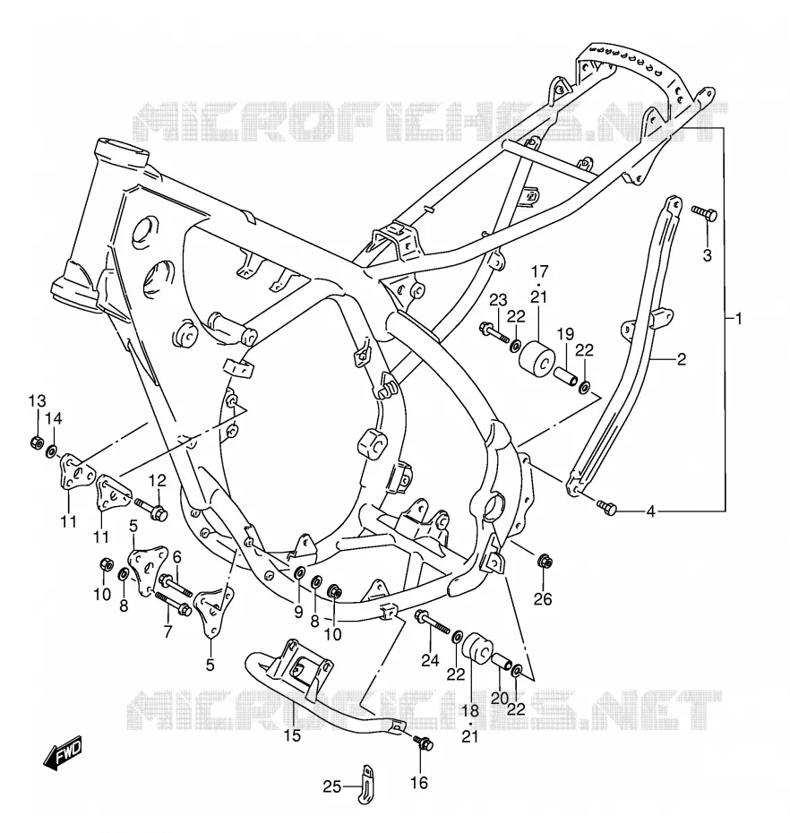 FRAME (MODELE K/L/M/N) Suzuki MOTO 250 RMX 1995  RMX250S(E1)