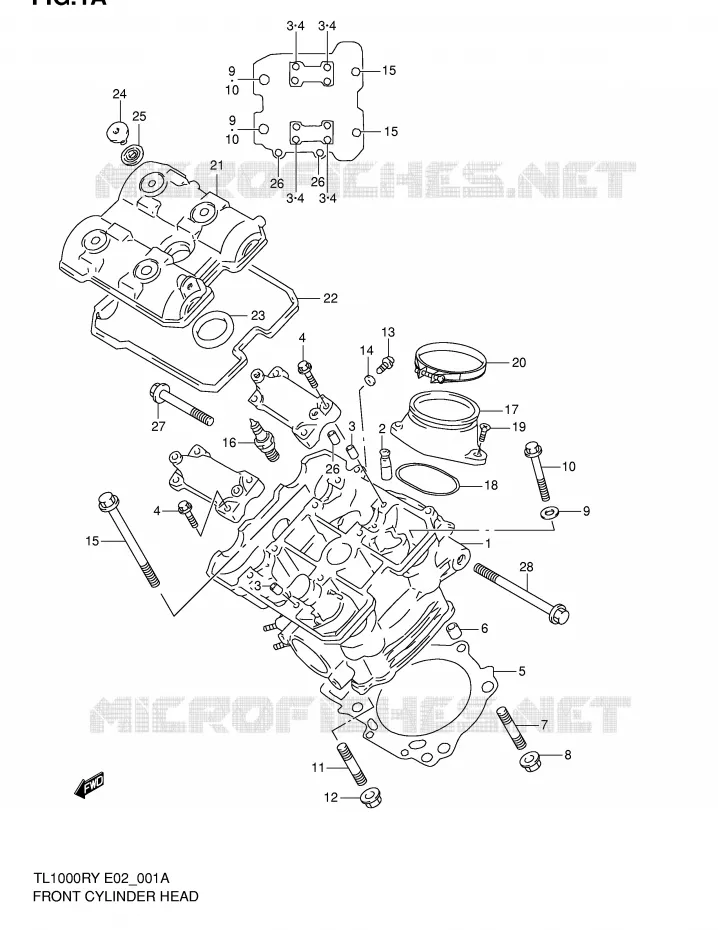 FRONT CILINDERKOP Suzuki MOTO 1000 TL-R 2002  TL1000RK2(E2)