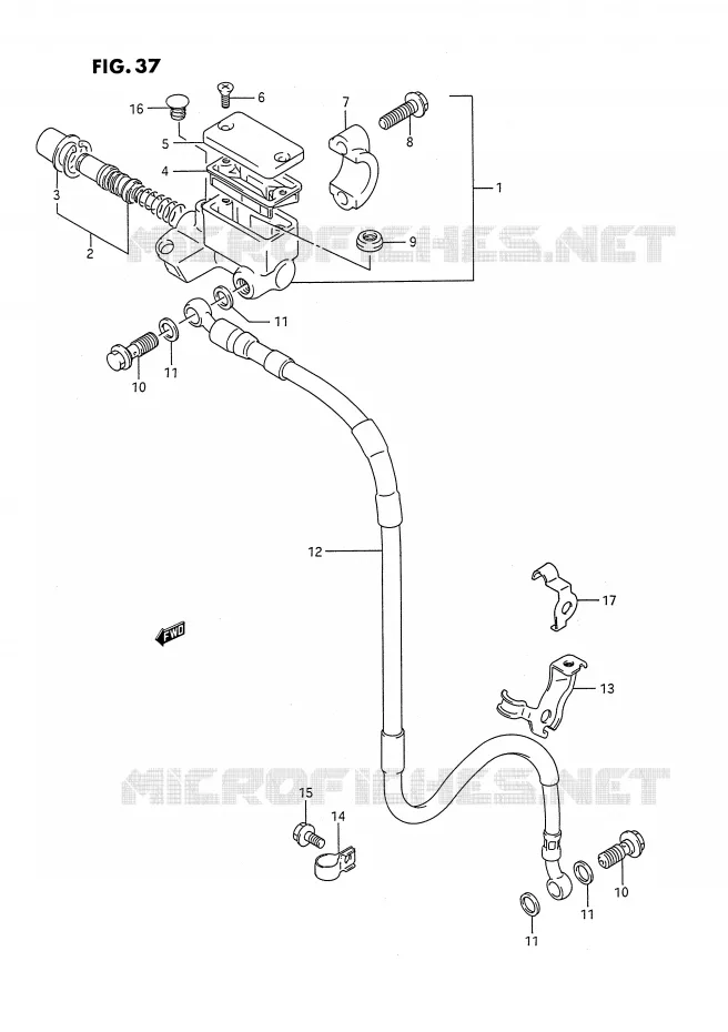FRONT HOOFDREMCILINDER (MODELE K/L/M/N/P/R/S) Suzuki MOTO 250 RMX 1991  RMX250M(E3)