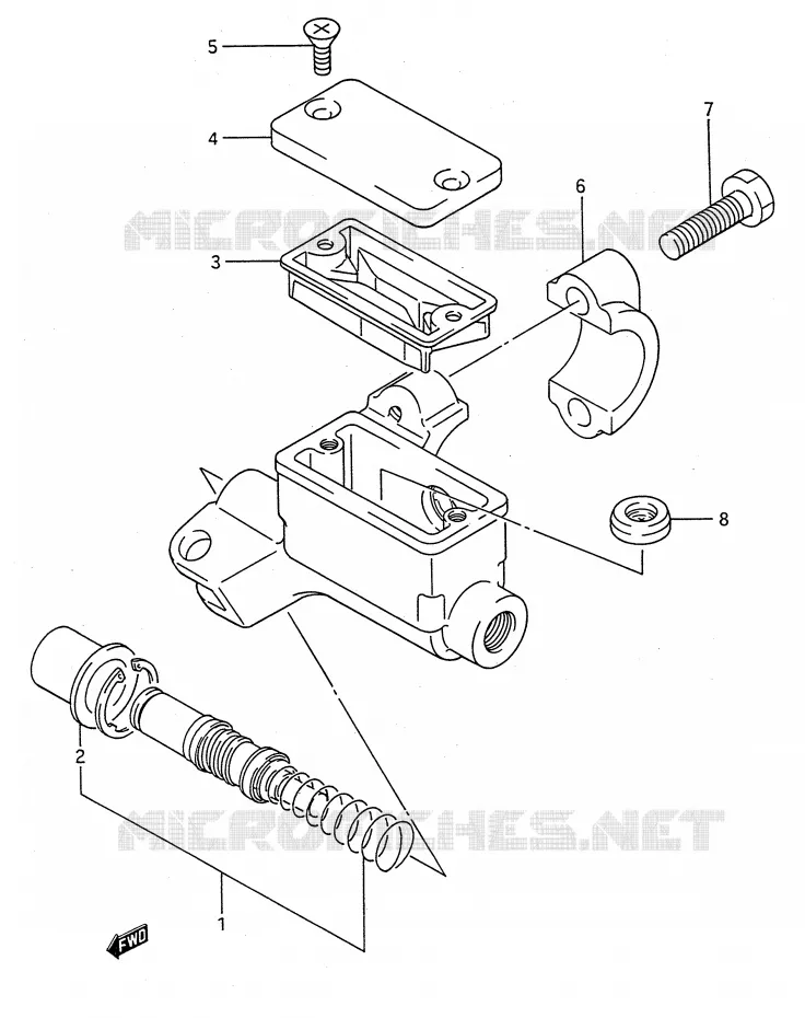 FRONT HOOFDREMCILINDER (MODELE K/L/M/N/P/R/S) Suzuki MOTO 80 RM 1995  RM80S(E28)