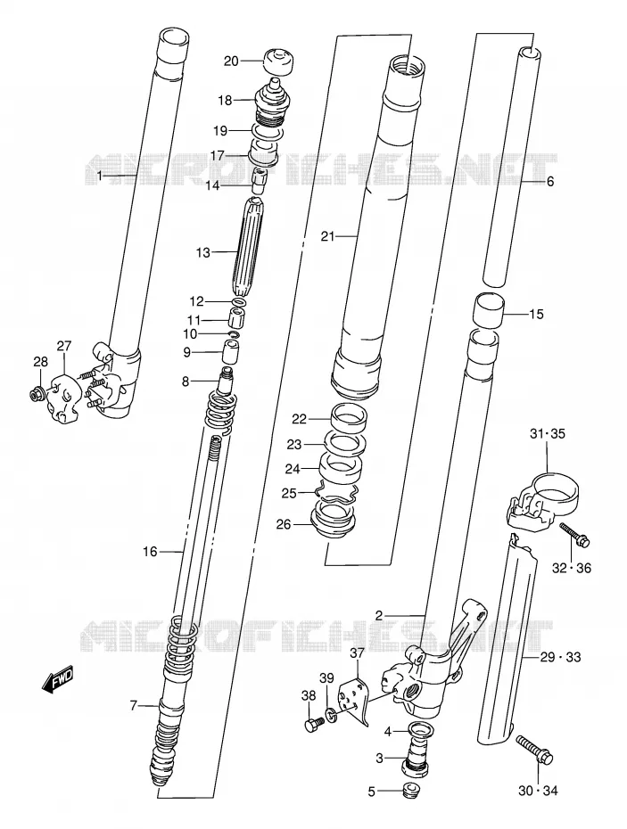FRONT SCHOKDEMPER (MODELE K) Suzuki MOTO 250 RMX 1990  RMX250L(E1)