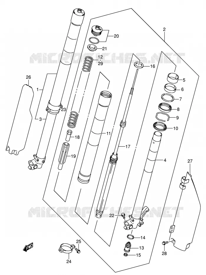 FRONT SCHOKDEMPER (MODELE K1) Suzuki MOTO 250 RM 2001  RM250K1(E3/E28)