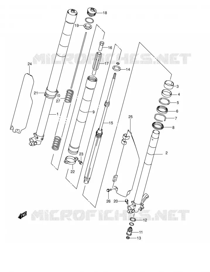 FRONT SCHOKDEMPER (MODELE K1) Suzuki MOTO 250 RM 2002  RM250K2(E2)