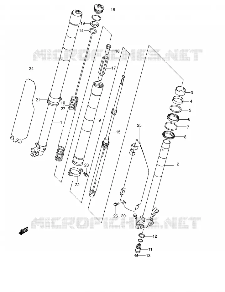 FRONT SCHOKDEMPER (MODELE K2) Suzuki MOTO 250 RM 2002  RM250K2(E2)