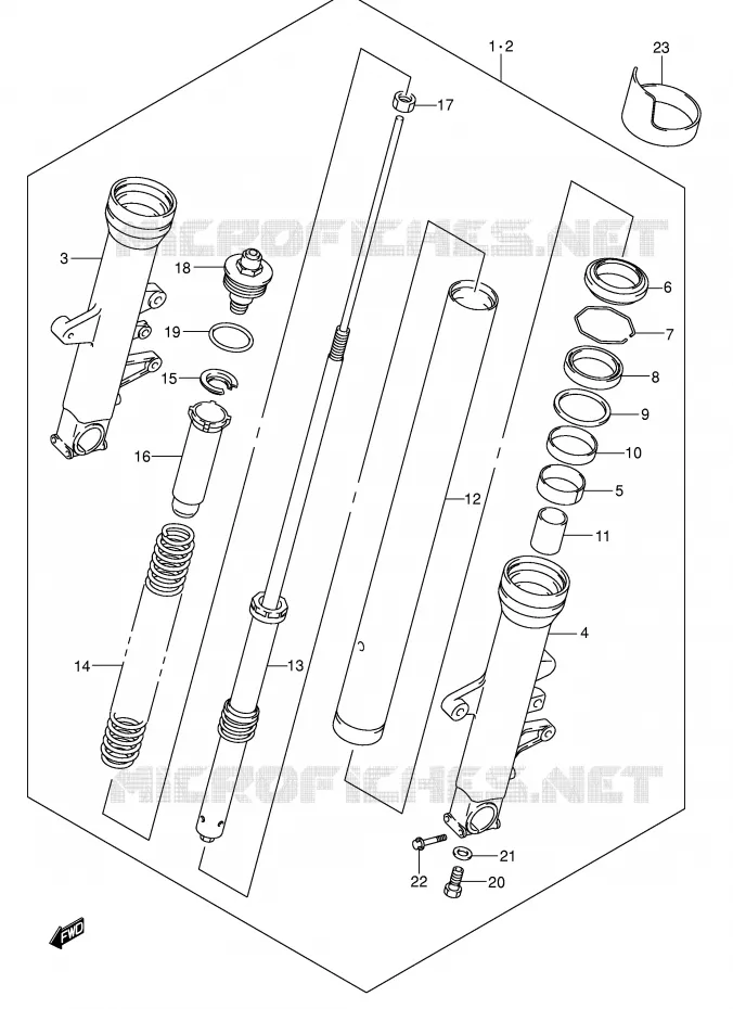 FRONT SCHOKDEMPER (MODELE K3/K4) Suzuki MOTO 1000 SV 2004  SV1000U2K4(E2)
