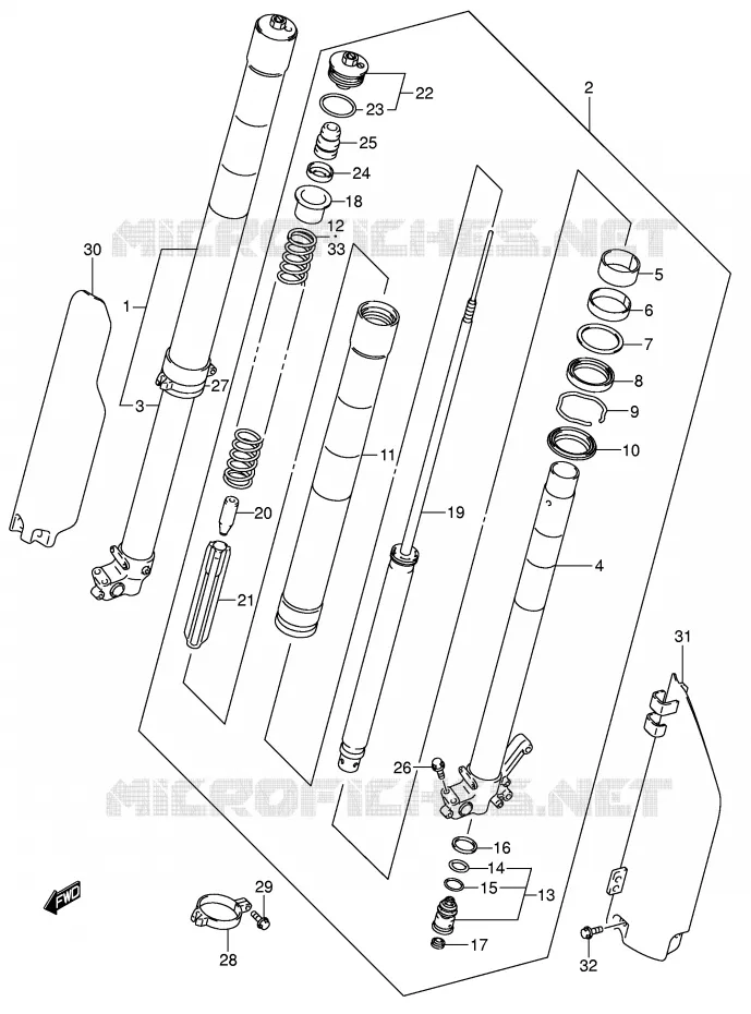 FRONT SCHOKDEMPER (MODELE K3) Suzuki MOTO 250 RM 2005  RM250K5(E3/E28)