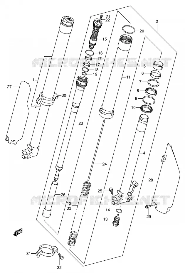 FRONT SCHOKDEMPER (MODELE K4) Suzuki MOTO 250 RM 2001  RM250K1(E3/E28)