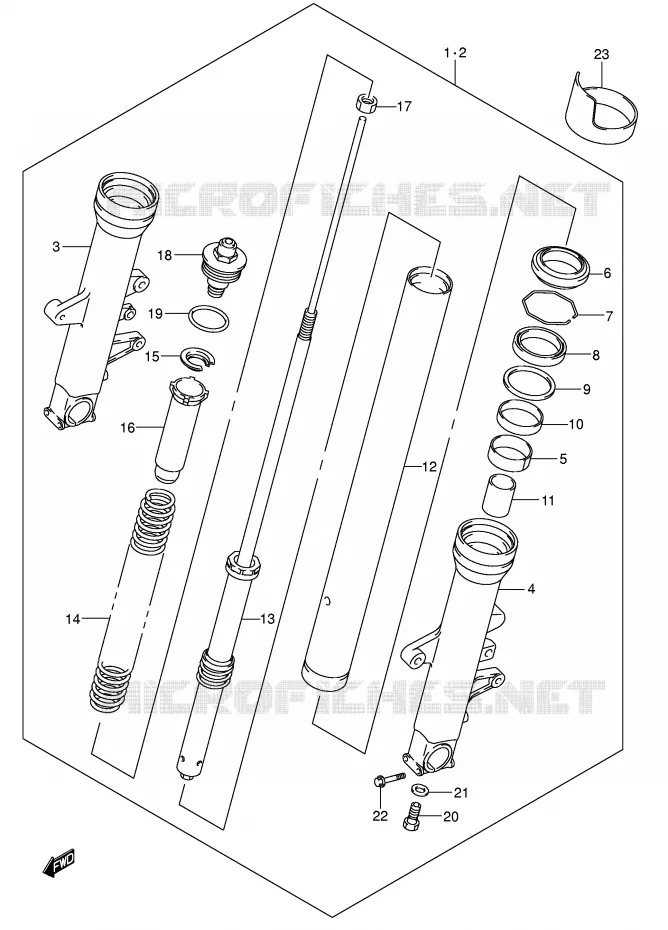 FRONT SCHOKDEMPER (MODELE K5) Suzuki MOTO 1000 SV 2003  SV1000U2K3(E2)