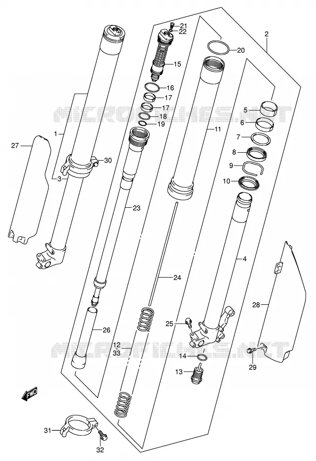 FRONT SCHOKDEMPER (MODELE K5) Suzuki MOTO 125 RM 2004  RM125K4(E3/E28)