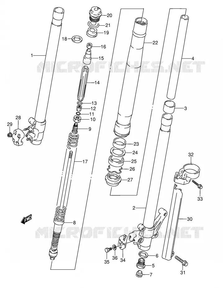 FRONT SCHOKDEMPER (MODELE L) Suzuki MOTO 250 RMX 1996  RMX250T(E1)