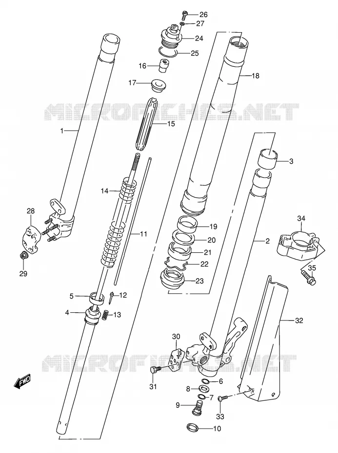 FRONT SCHOKDEMPER (MODELE N) Suzuki MOTO 250 RMX 1993  RMX250P(E1)