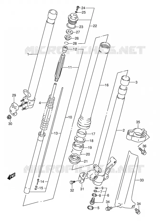 FRONT SCHOKDEMPER (MODELE S) Suzuki MOTO 250 RMX 1992  RMX250N(E1)