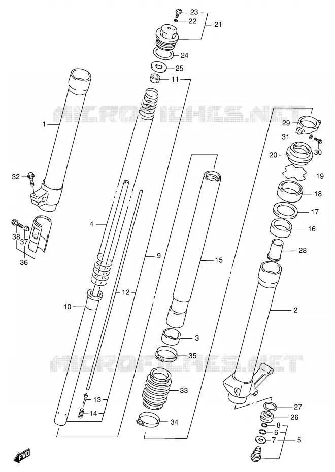 FRONT SCHOKDEMPER (MODELE X P37) Suzuki MOTO 250 RMX 1999  RMX250X(E1)