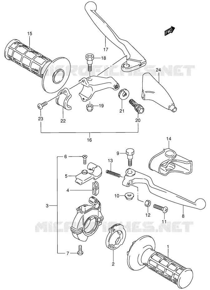 HANDGRIPS - LEVERS (MODELE K2/K3/K4) Suzuki MOTO 85 RM 2004  RM85LK4(P3/P28)