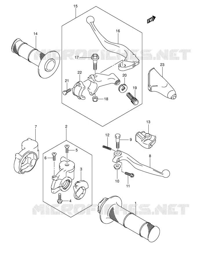 HANDGRIPS - LEVERS Suzuki MOTO 250 RM 2001  RM250K1(E2)