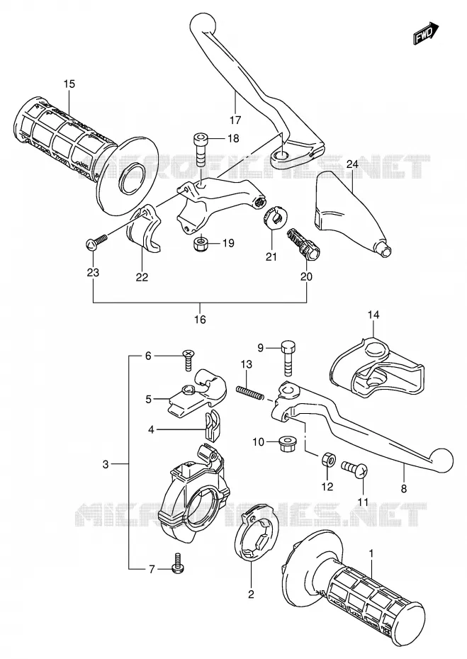HANDGRIPS - LEVERS Suzuki MOTO 80 RM 1996  RM80T(E24)