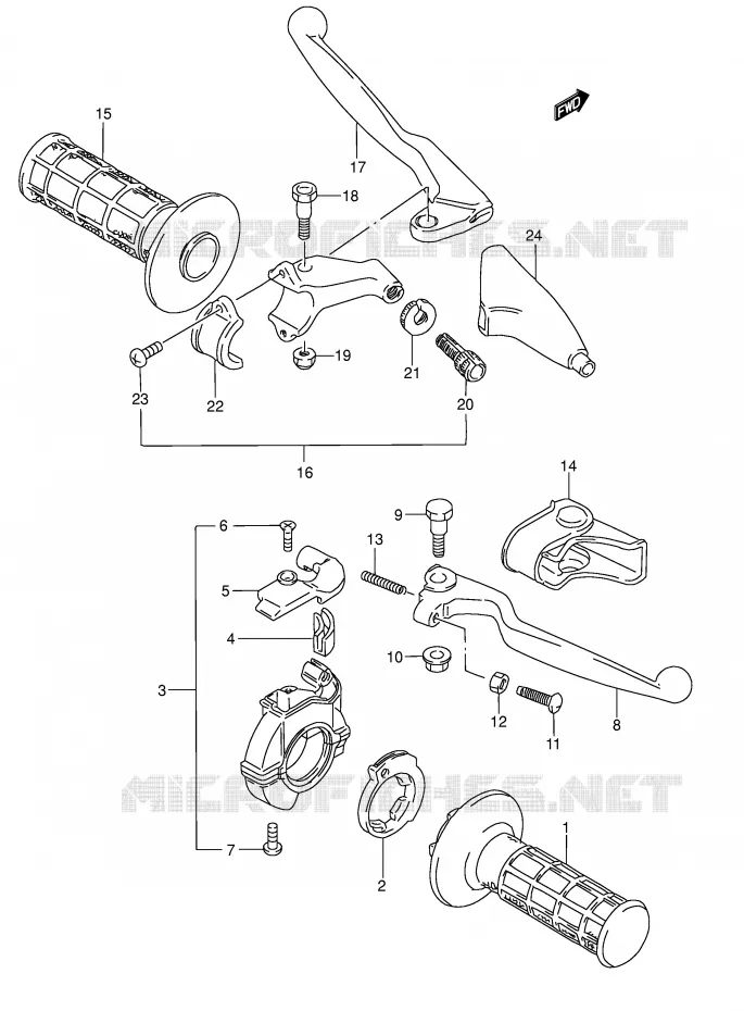 HANDGRIPS - LEVERS Suzuki MOTO 80 RM 1997  RM80V(E3/E28)