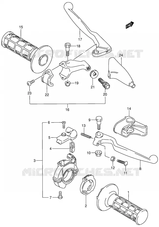 HANDGRIPS - LEVERS Suzuki MOTO 80 RM 2000  RM80Y(P3/P28)