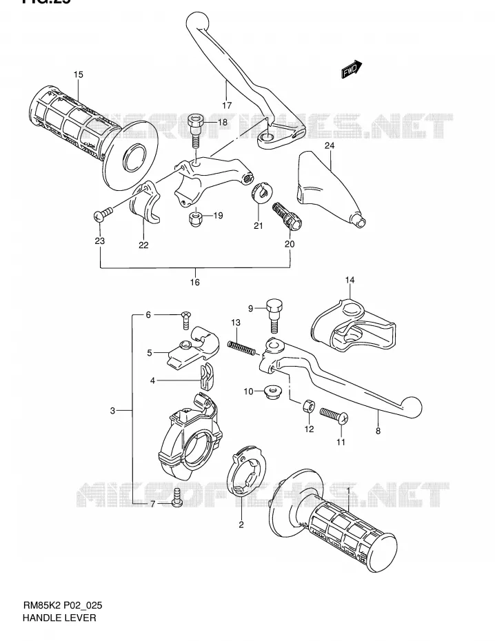 HANDGRIPS - LEVERS Suzuki MOTO 85 RM 2002  RM85K2(P2)