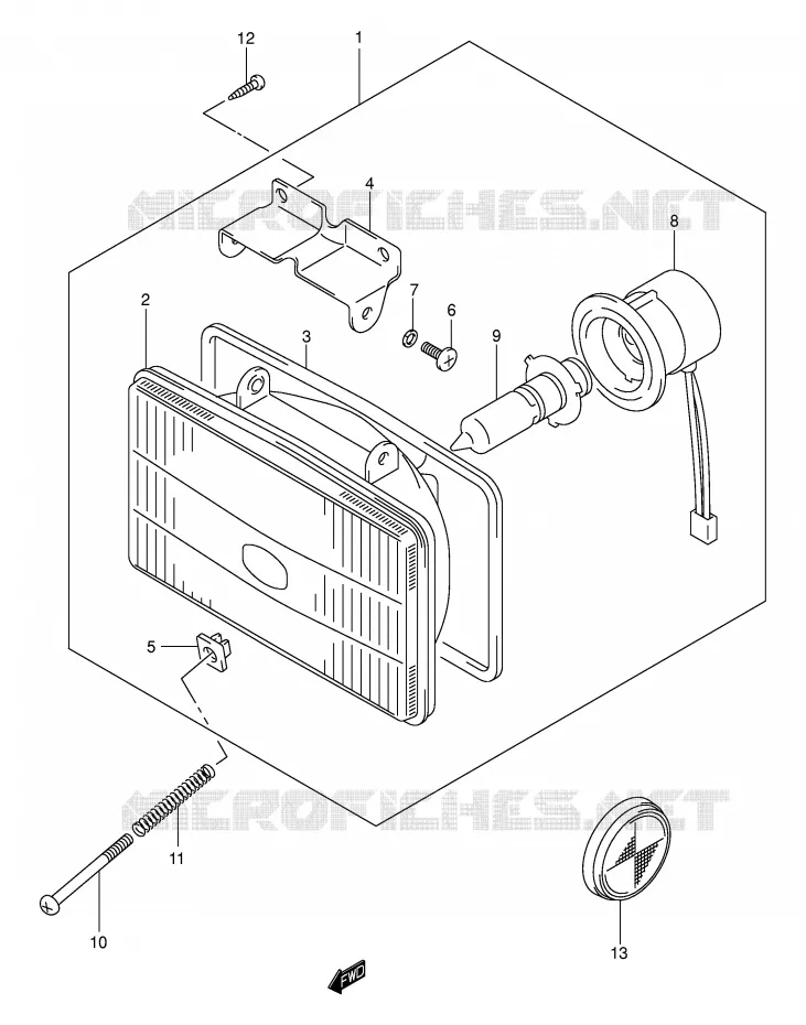 KOPLAMP (MODELE K2/K3/K4/K5) Suzuki MOTO 250 DR-Z 2002  DR-Z250K2(E3/E28)