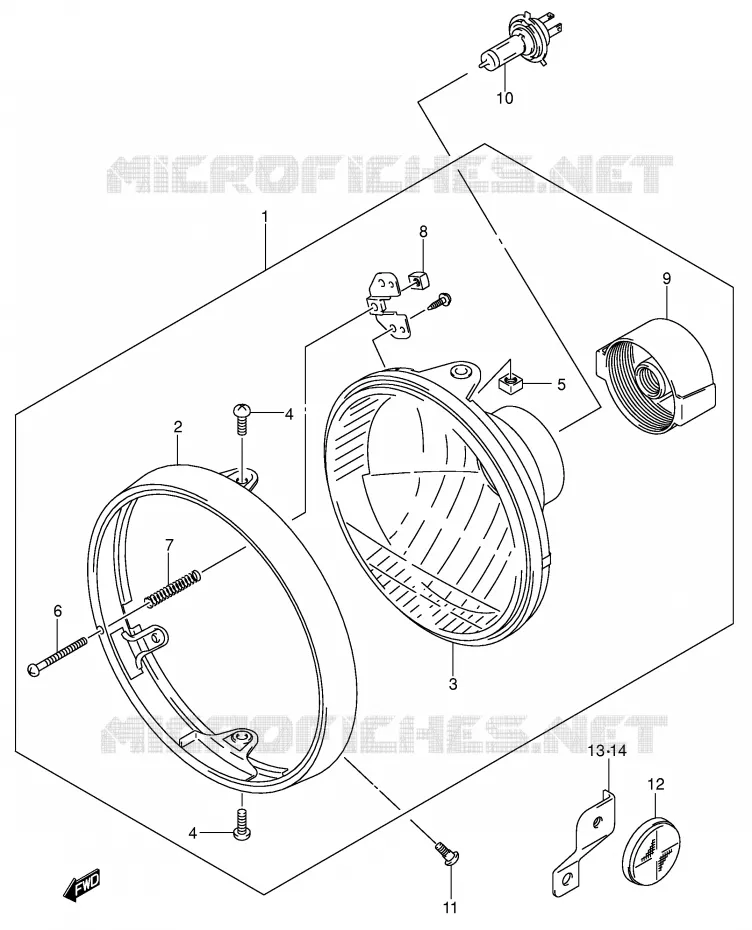 KOPLAMP (SV1000 E24) Suzuki MOTO 1000 SV 2005  SV1000K5(E2)