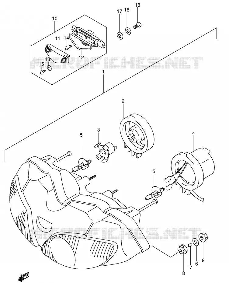 KOPLAMP (SV650SX/SUX/SY/SUY/SK1/SUK1/SK2/SUK2,SEE NOTE) Suzuki MOTO 650 SV 1999  SV650UX(E2)