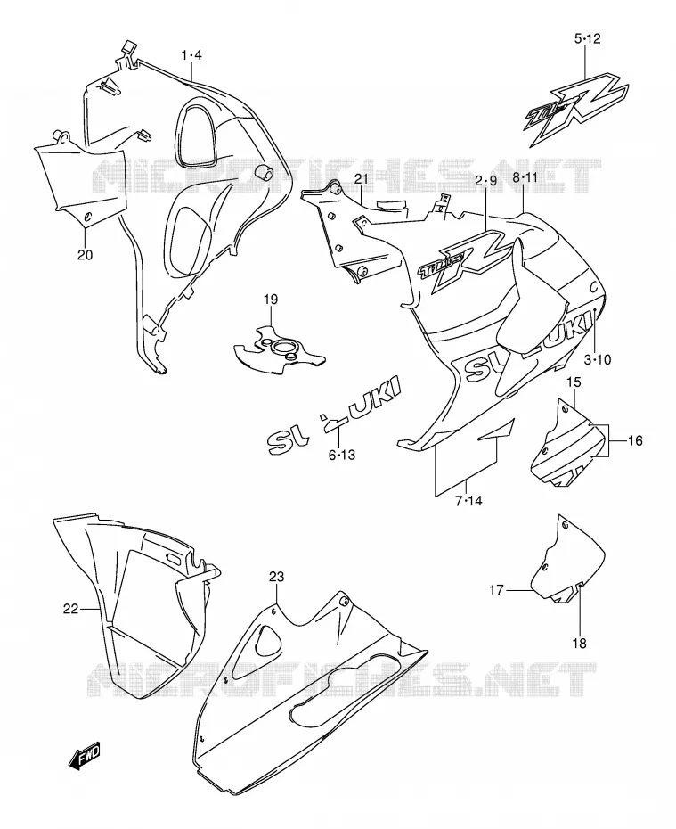 ONDER COWLING (MODELE K1) Suzuki MOTO 1000 TL-R 2000  TL1000RY(E2)